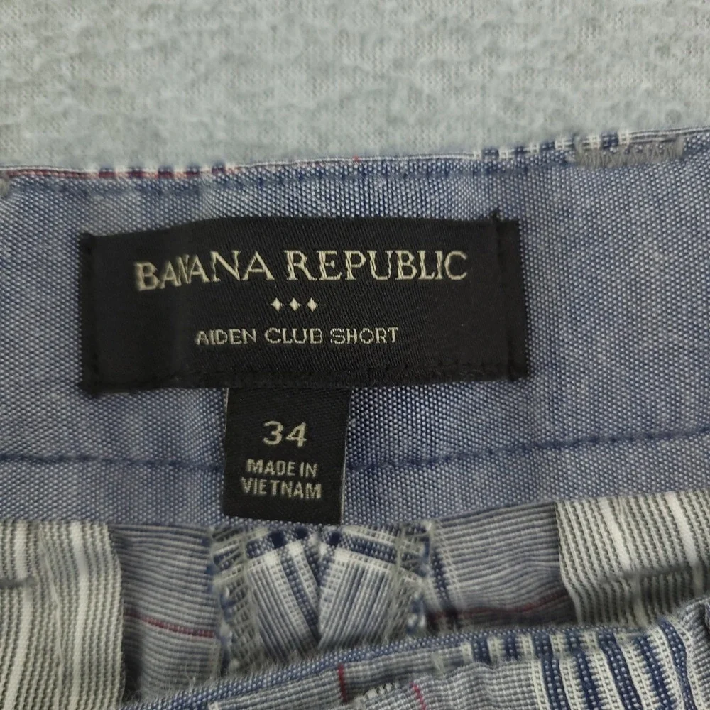 Banana Republic Aiden Club Shorts Mens 34 Gray Plaid Cotton Chino 9